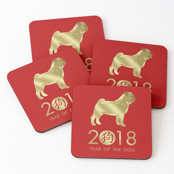 Item preview, Happy New Year of the dog 2018 -  Pug designed and sold by k9printart.