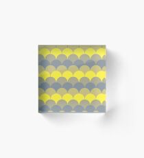 Yellow and Gray Scalloped Pattern Acrylic Block