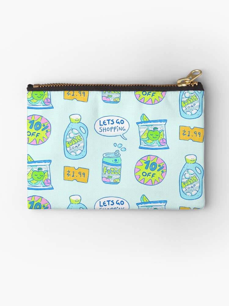 Thumbnail 1 of 4, Zipper Pouch, Lets Go Shopping designed and sold by doodledate.