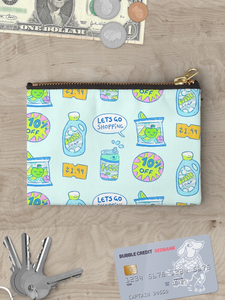 Thumbnail 3 of 4, Zipper Pouch, Lets Go Shopping designed and sold by doodledate.