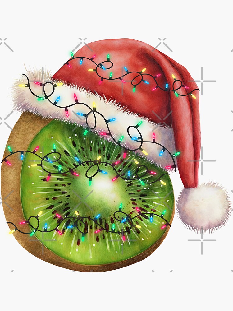 "Kiwi Fruit Christmas Tree Lights Xmas Kiwi Fruit" Sticker for Sale by