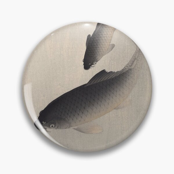 Item preview, Ohara Koson "Two carps near water-grass" Vintage Art Print designed and sold by joneajackis.