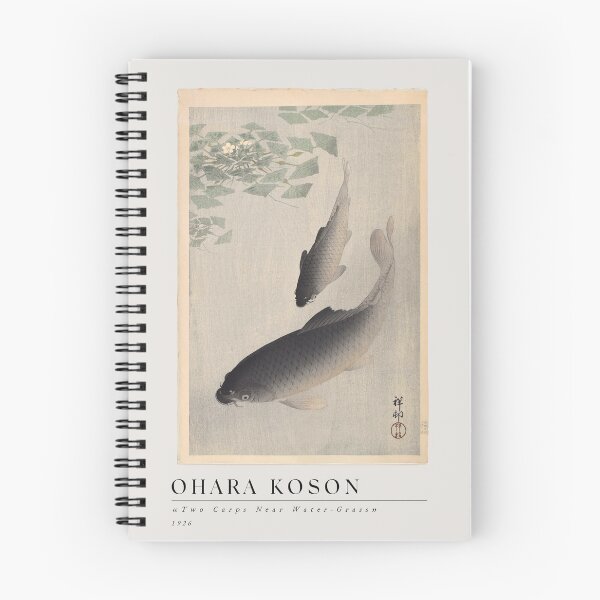 Item preview, Ohara Koson "Two carps near water-grass" Vintage Art Print designed and sold by joneajackis.