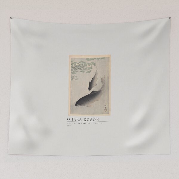 Item preview, Ohara Koson "Two carps near water-grass" Vintage Art Print designed and sold by joneajackis.