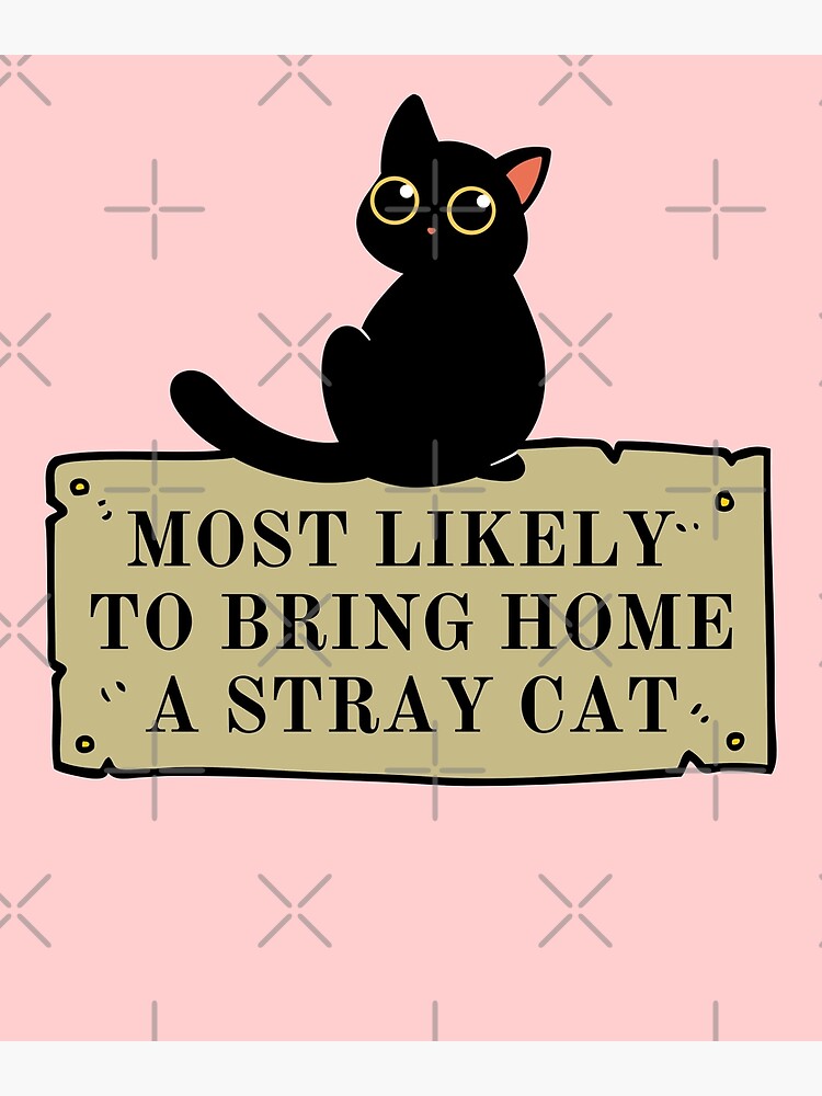 most-likely-to-bring-home-a-stray-cat-cute-black-cat-poster-for-sale