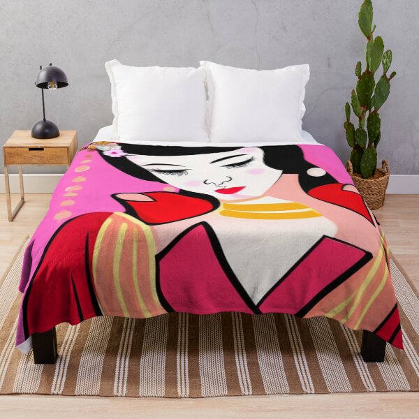 Item preview, Abstract Cartoon Geisha Pink Background designed and sold by DesignerKin.