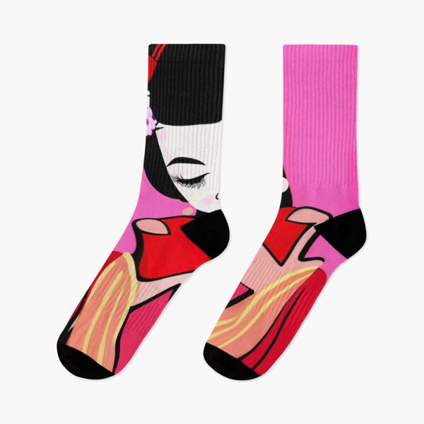 Item preview, Abstract Cartoon Geisha Pink Background designed and sold by DesignerKin.