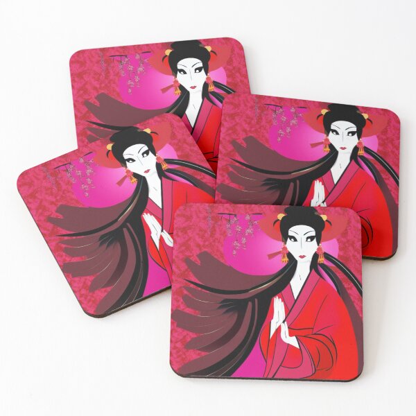Item preview, Beautiful Long Haired Japanese Geisha with Umbrella- Cartoon Style designed and sold by DesignerKin.