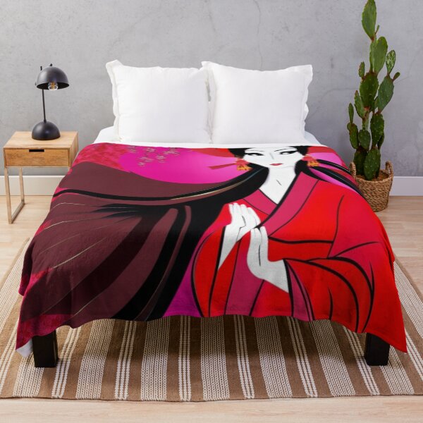 Item preview, Beautiful Long Haired Japanese Geisha with Umbrella- Cartoon Style designed and sold by DesignerKin.