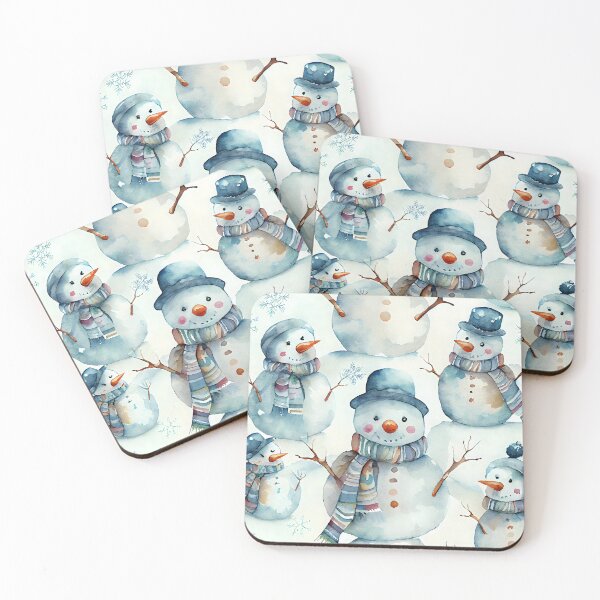 Item preview, Watercolor Christmas Snowmen Pattern Scarf  designed and sold by ClairesPatterns.