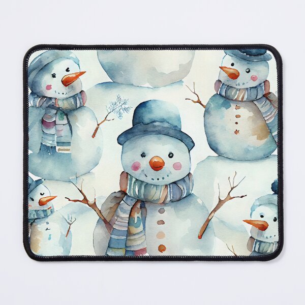 Item preview, Watercolor Christmas Snowmen Pattern Scarf  designed and sold by ClairesPatterns.