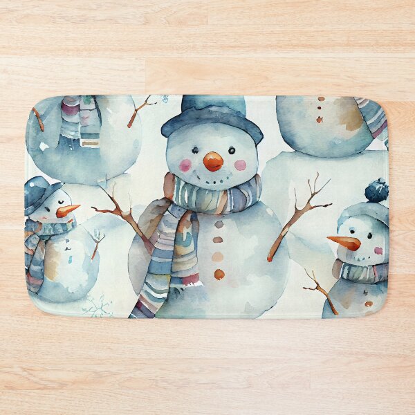 Item preview, Watercolor Christmas Snowmen Pattern Scarf  designed and sold by ClairesPatterns.