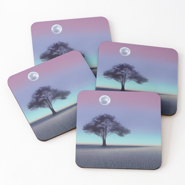 Item preview, Field with a Single Tree At Night with Moon Painting designed and sold by Alt-Art-Digital.