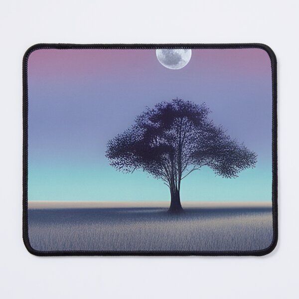 Item preview, Field with a Single Tree At Night with Moon Painting designed and sold by Alt-Art-Digital.
