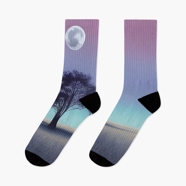 Item preview, Field with a Single Tree At Night with Moon Painting designed and sold by Alt-Art-Digital.