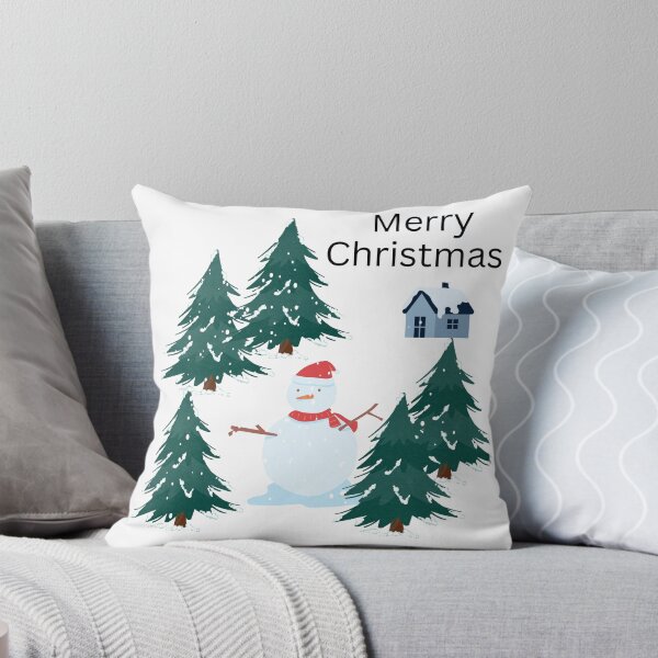 Item preview, Merry Christmas snowman and home, evergreen trees designed and sold by kappril22.