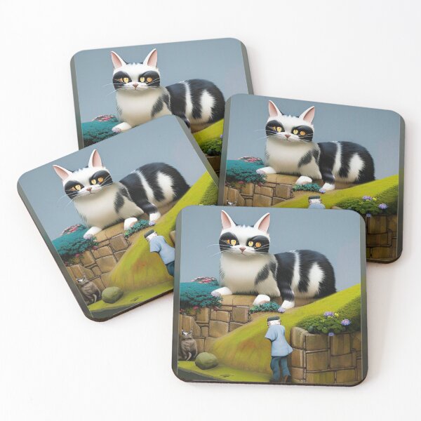 Item preview, Black and White Cat with Yellow Eyes with Old Man Walking designed and sold by ColorSpot.