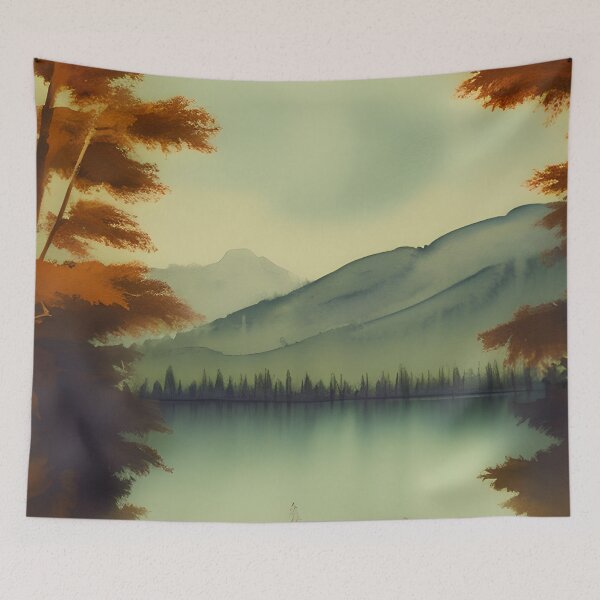 Item preview, Landscape of a Pristine Lake Surrounded by Autumn Trees designed and sold by Alt-Art-Digital.