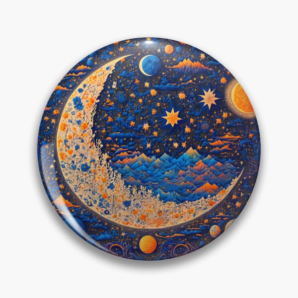 Artikelvorschau, ganzseitige alte Karte der kosmischen Sterne blauer Mitternachtshimmel Mond entworfen und verkauft von Itis-Whatitis.
