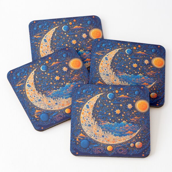 Item preview, full page old map of cosmic stars midnight blue sky Moon designed and sold by Itis-Whatitis.