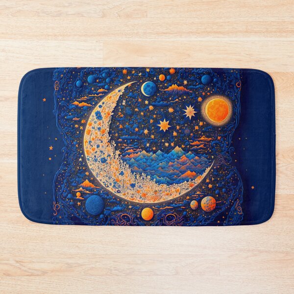 Item preview, full page old map of cosmic stars midnight blue sky Moon designed and sold by Itis-Whatitis.