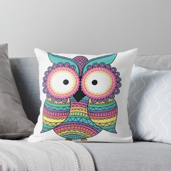 Item preview, Geometric Pastel Rainbow Owl designed and sold by Pink Pineapple Works.