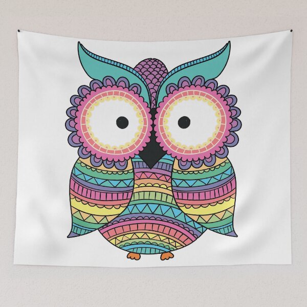 Item preview, Geometric Pastel Rainbow Owl designed and sold by Pink Pineapple Works.