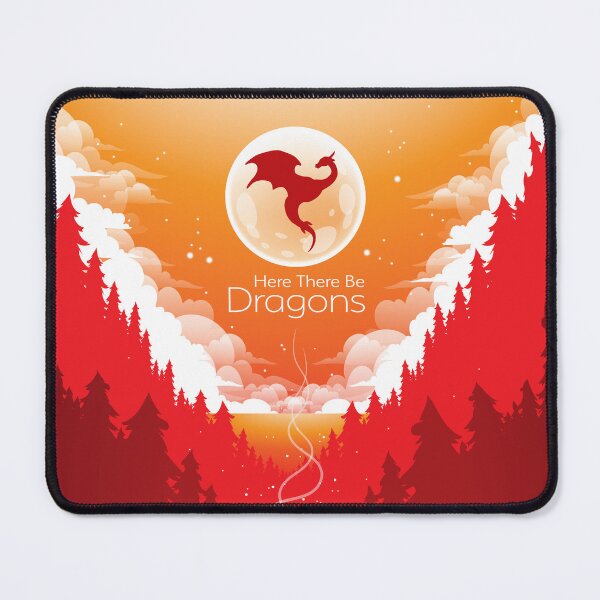 Item preview, Here There Be Dragons Red Art Illustration designed and sold by Ericas-art.