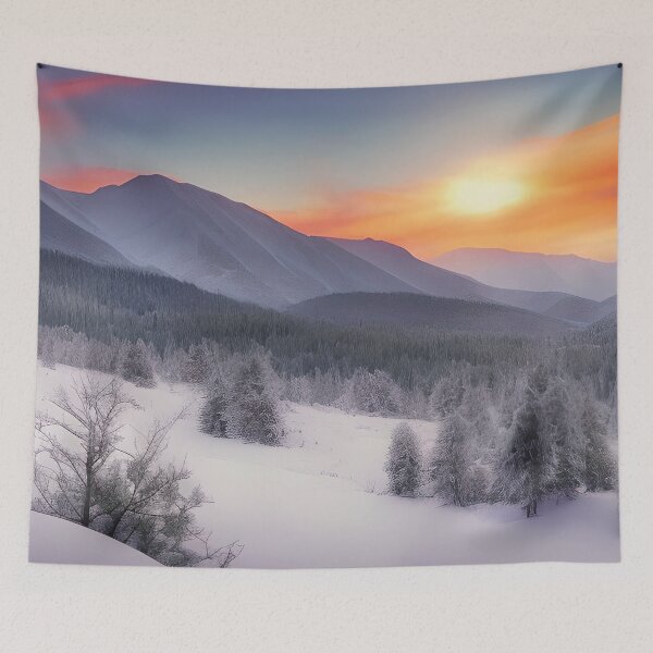 Item preview, Landscape of a Pristine Winter Scene With Sunrise designed and sold by Alt-Art-Digital.