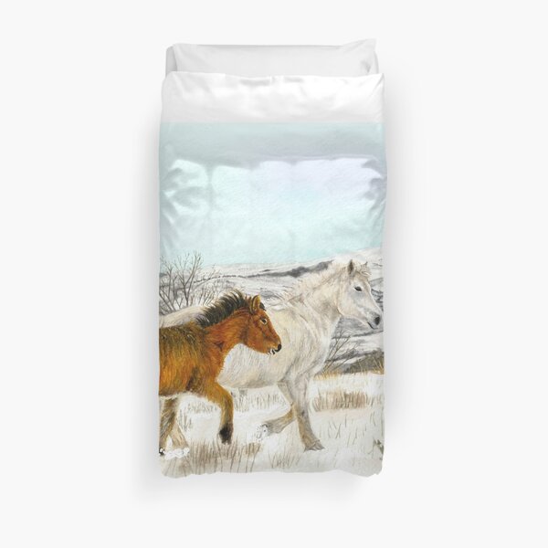 Winter Horses Watercolour Duvet Cover