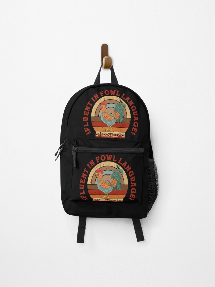 Thumbnail 1 of 3, Backpack, Fluent In Fowl Language - Chicken Humor - Colorful designed and sold by handsoftime2020.
