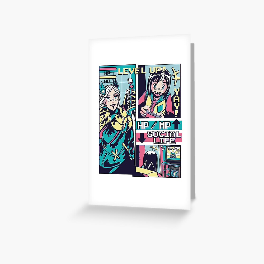 Vaporwave Style Manga Panels Of A Girl Playing Video Games Greeting Card For Sale By Rob Son