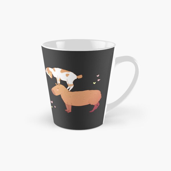Item preview, capybara with a baby goat friend standing on its head - a cute cartoon capybara chilling designed and sold by Yarafantasyart.