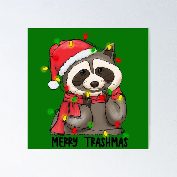 Item preview, Funny Merry Trashmas Christmas Raccoon designed and sold by sweetbelle.