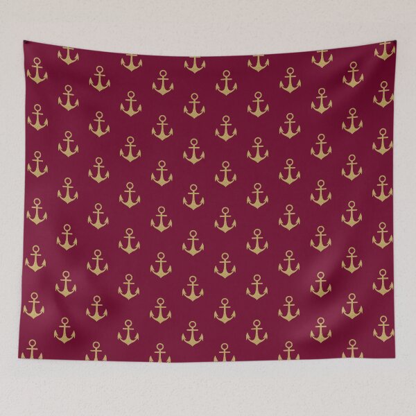 Aperçu de l'œuvre Golden Anchors Aweigh Thème nautique créée et vendue par FrazellaDesigns.