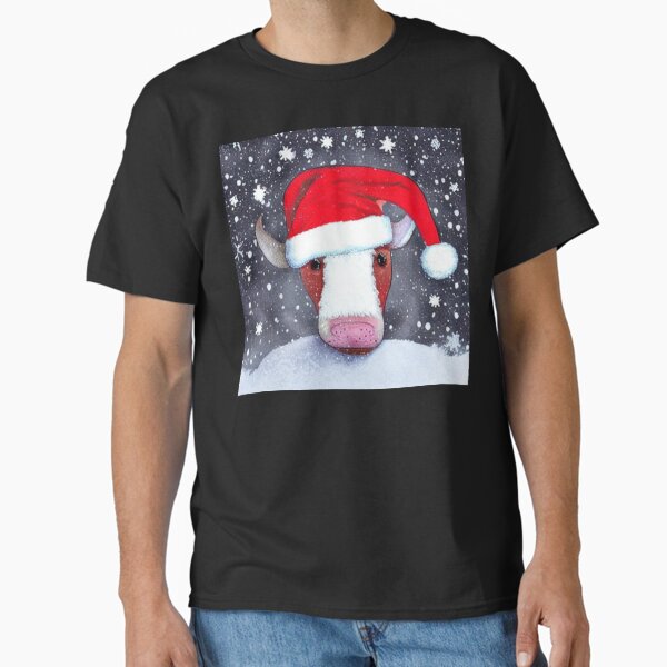 Item preview, Snowy Dairy Cow in a Santa Hat designed and sold by CaritasDomesticus.