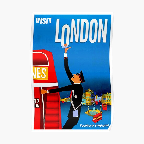 "VISIT LONDON" Vintage Travel Advertising Print Poster