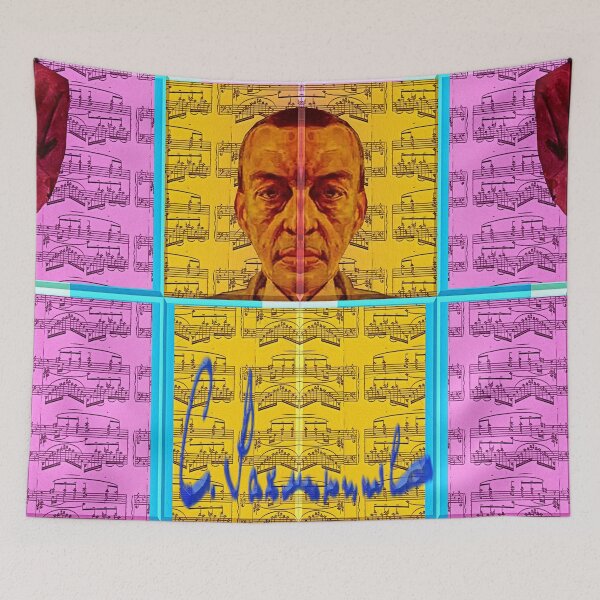 Item preview, GREAT  SERGEI RACHMANINOFF PAINTING ABSTRACT PORTRAIT CLASSICAL MUSIC SCORE PATCHWORK designed and sold by Ralek.