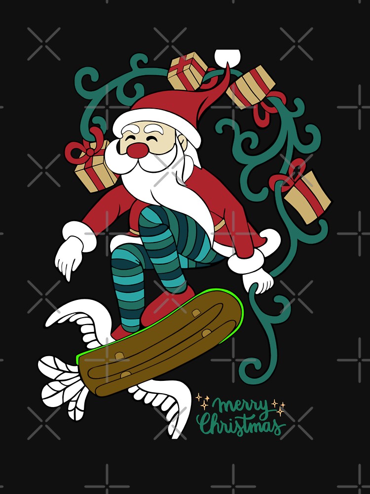 Disover Santa Claus on Skateboard White Elephant Gift Exchange Classic T-Shirt