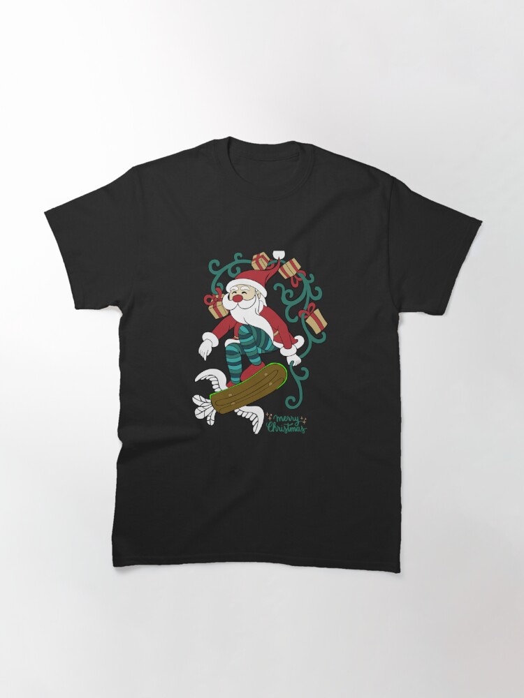 Discover Santa Claus on Skateboard White Elephant Gift Exchange Classic T-Shirt