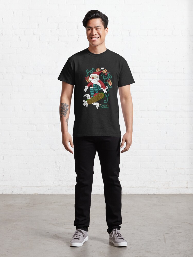 Discover Santa Claus on Skateboard White Elephant Gift Exchange Classic T-Shirt