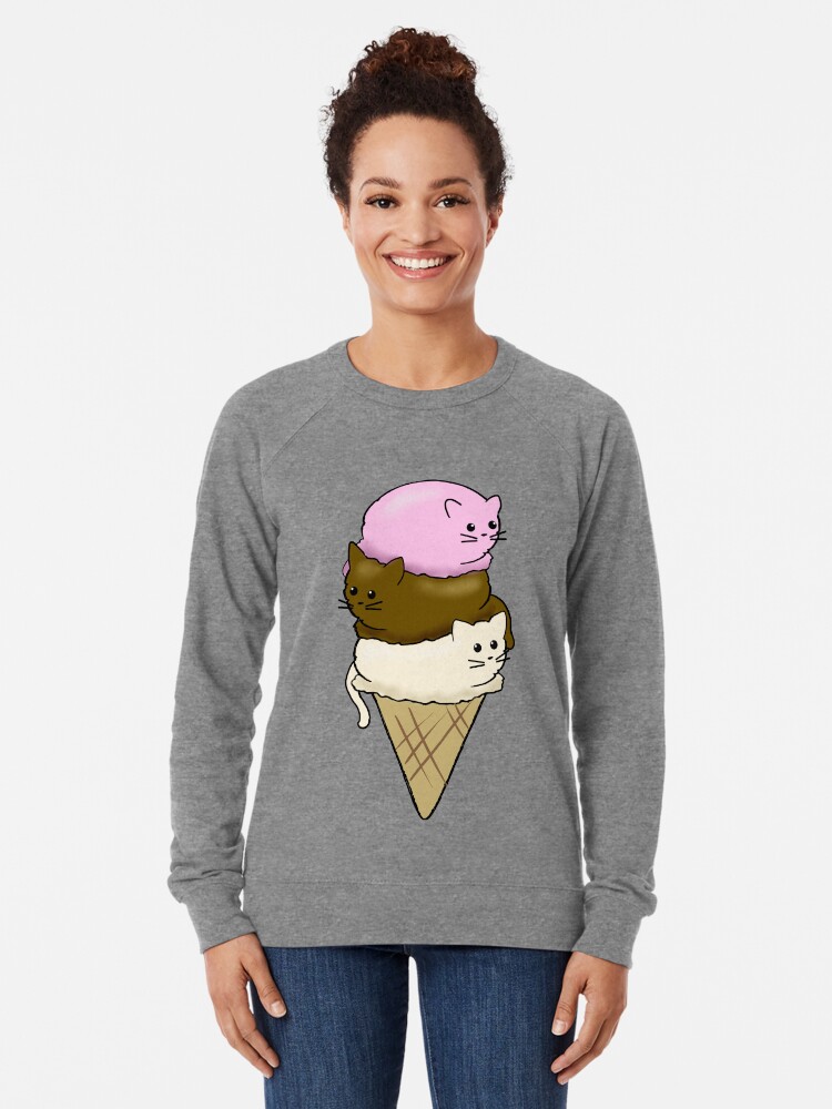 Ice Cream Cats Lightweight Sweatshirt By Mintgreenbubble Redbubble