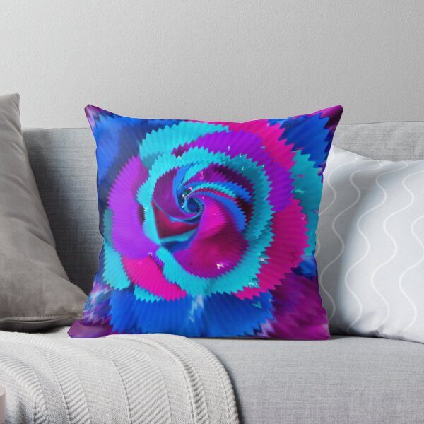 Purple Blue Rose Throw Pillow