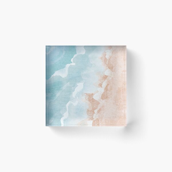 boho sea beach watercolor, sand, sea, nature, waves Acrylic Block