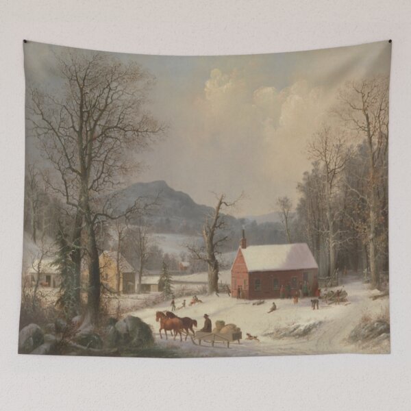 Item preview, Red School House by Durrie - Country Scene 1858  designed and sold by molamode.