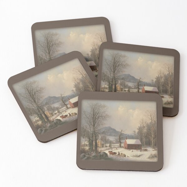 Item preview, Red School House by Durrie - Country Scene 1858  designed and sold by molamode.