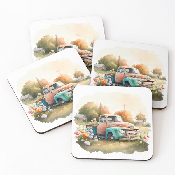 Item preview, Orange and turquoise Retro Vintage Truck designed and sold by cardinalhill.