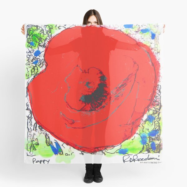Red Poppy Flower Scarf