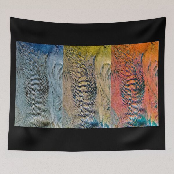 Item preview, Abstract tideway faces in blue yellow red Triptych designed and sold by kall3bu.