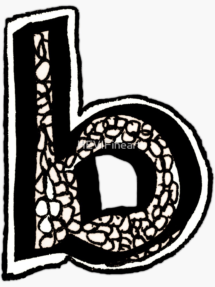 Lower case black and white alphabet letter b by HEVIFineart